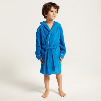 Juniors Long Sleeves Bathrobe with Tie-Up Belt and Hood