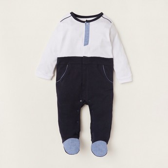 Giggles Colourblock Sleepsuit with Long Sleeves