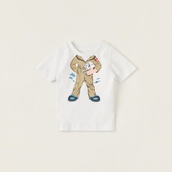 Juniors Airforce Themed Graphic Print Round Neck T-shirt