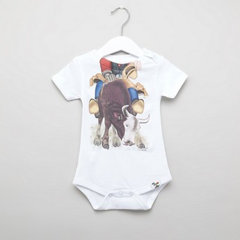 Just Add A Kid Bull Rider Print Bodysuit with Round Neck