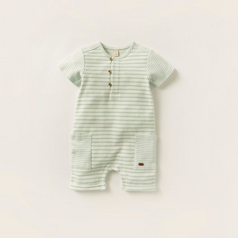 Giggles Striped Romper with Short Sleeves