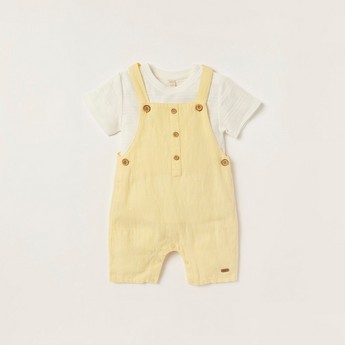 Giggles Striped T-shirt and Dungaree Set