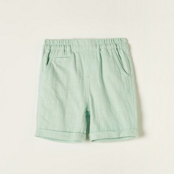 Giggles Solid Shorts with Elasticated Waistband and Pockets