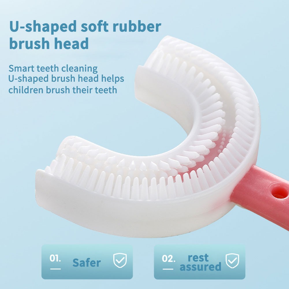 Kids Toothbrush U-Shape Infant Toothbrush With Silicone Handle Oral Care Cleaning Brush For Toddlers Ages 2-12 Drop Shipping