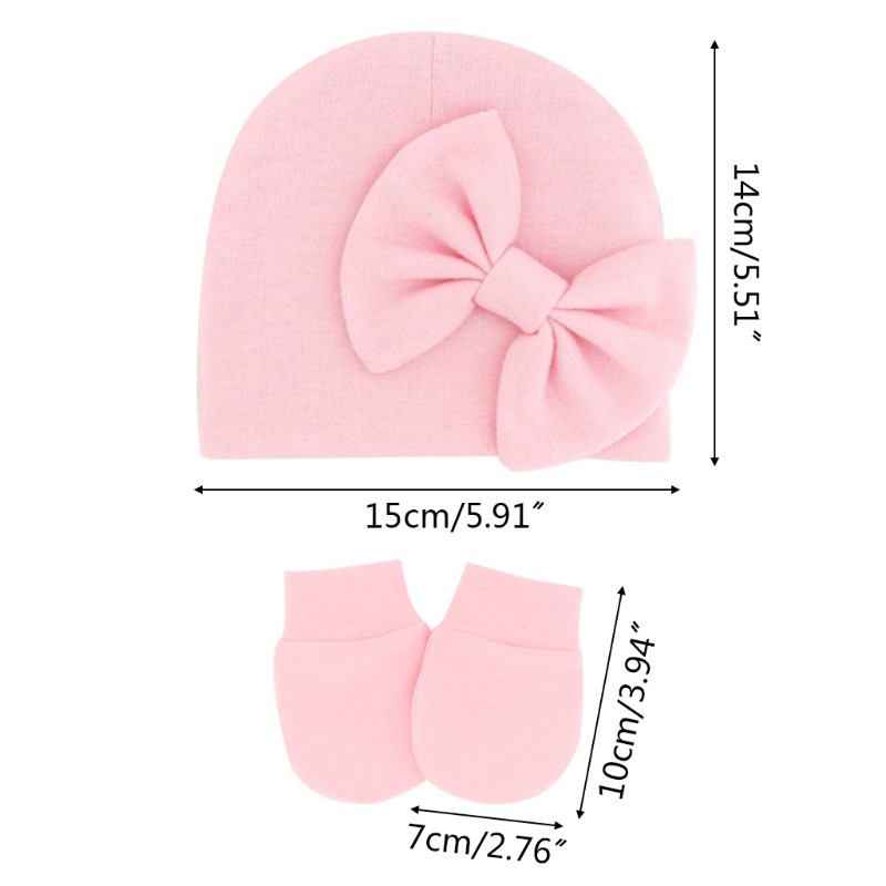 1 Set Newborn Beanie Gloves Set Baby Headband Hat Glove Kit Infant Autumn Winter Warm Cotton Head Wrap Glove Shower Gifts