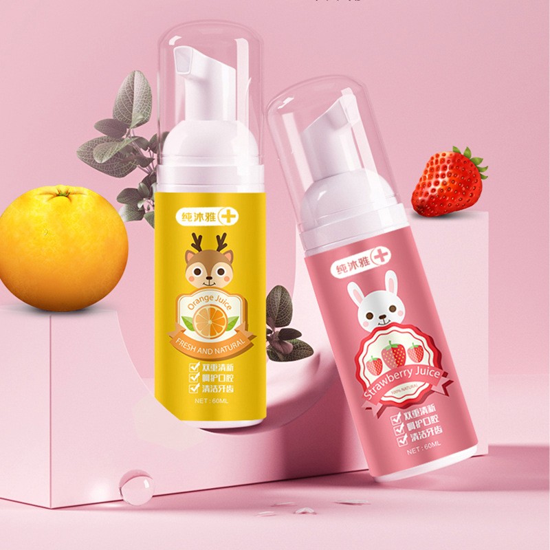 60ml Strawberry Orange Foaming Toothpaste Toothpaste Cleaning Teeth Whitening Toothpaste Dental Toothpaste Infant Toothbrush