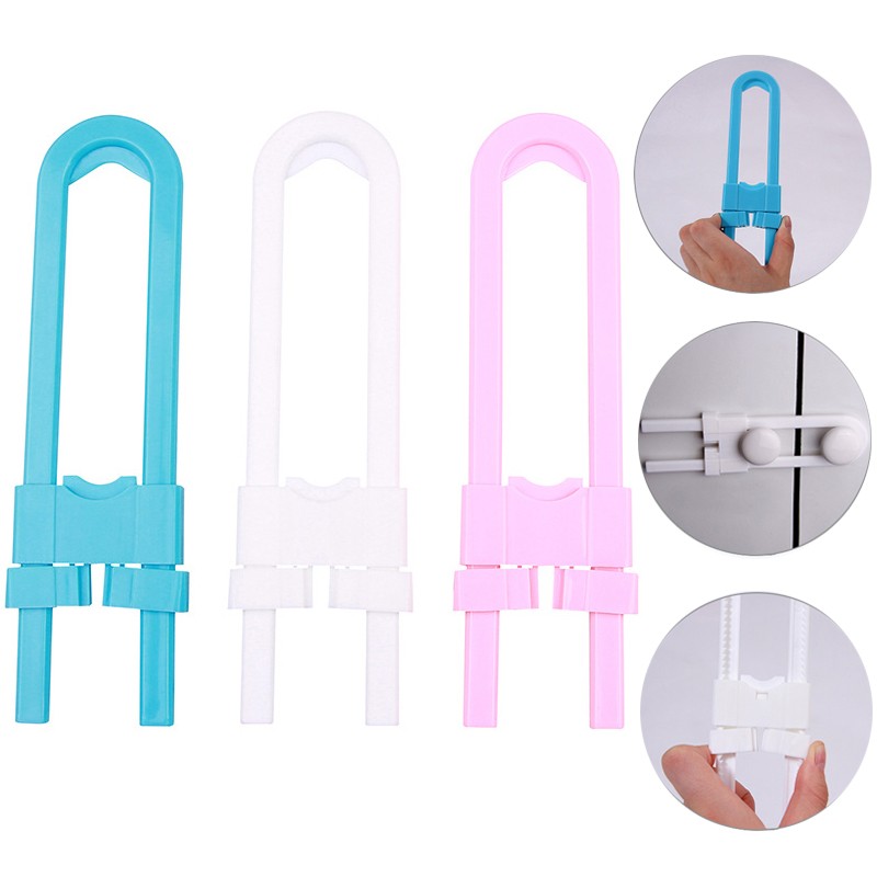 5pcs/pack U Shape Children Home Protection ABS Plastic Safety Lock Child Safety Adjustable Multifunctional Baby Cabinet Locks