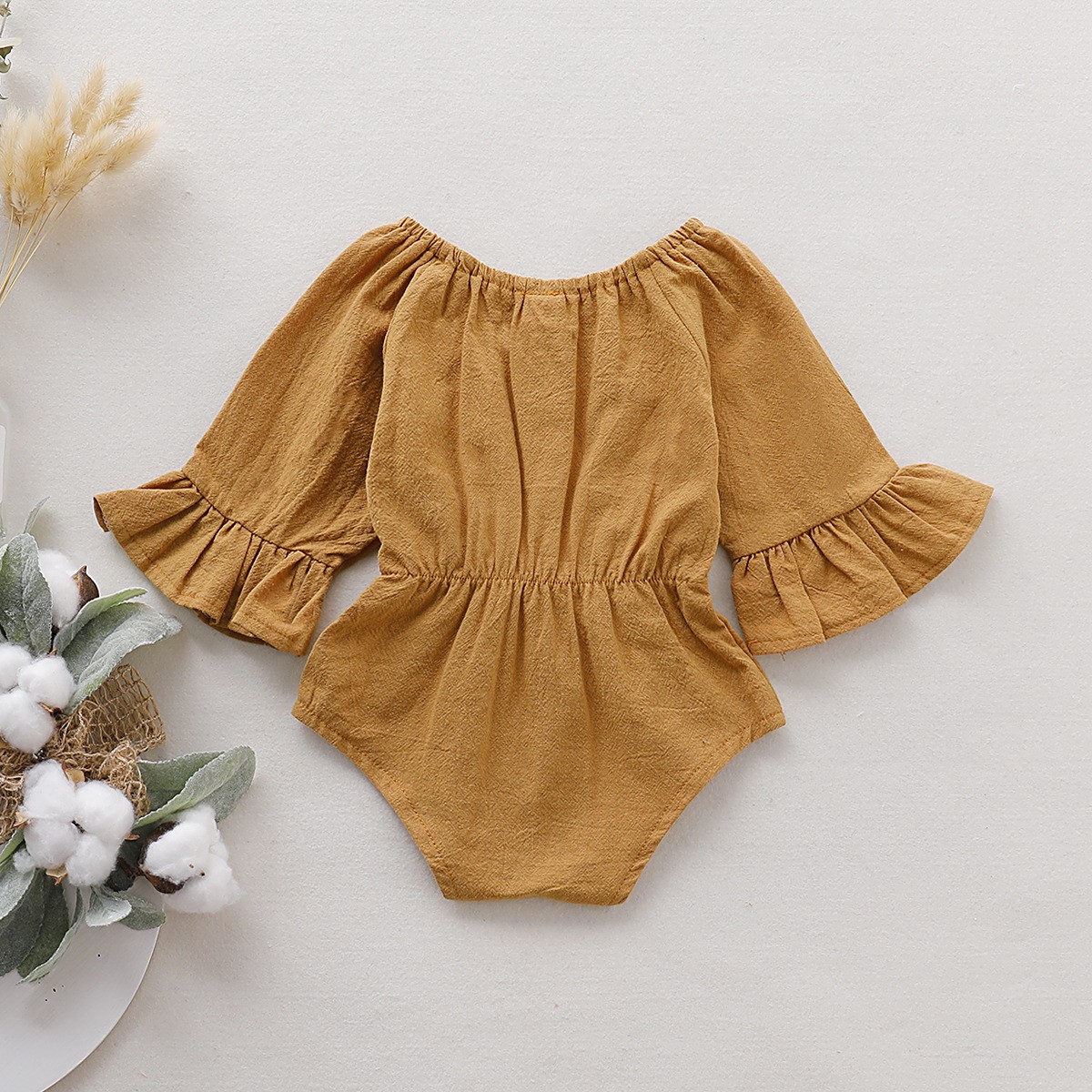 Baby clothes baby girls romper long sleeves with big bow comfy jumpsuit for newborn baby