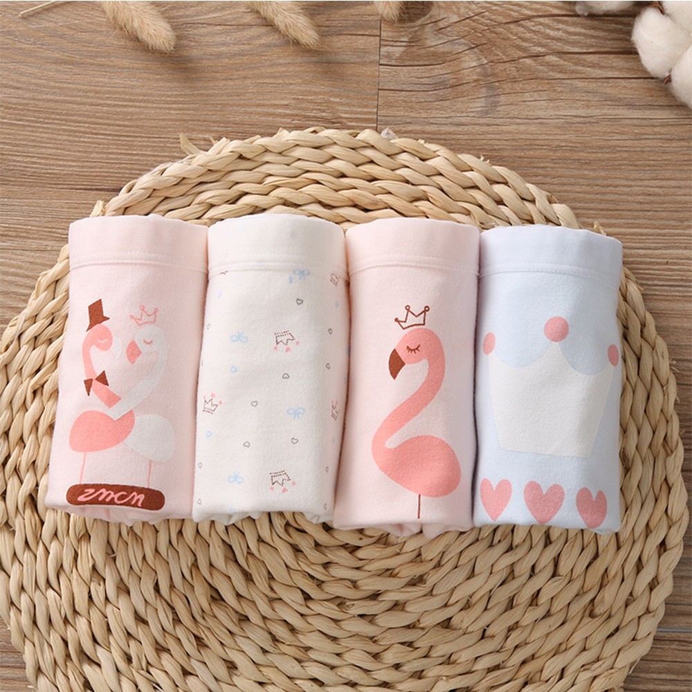 Girls Panties Kids Underwear Cotton Children Briefs Trellis Stripes Cute Cartoon Short Red 4pcs/lot