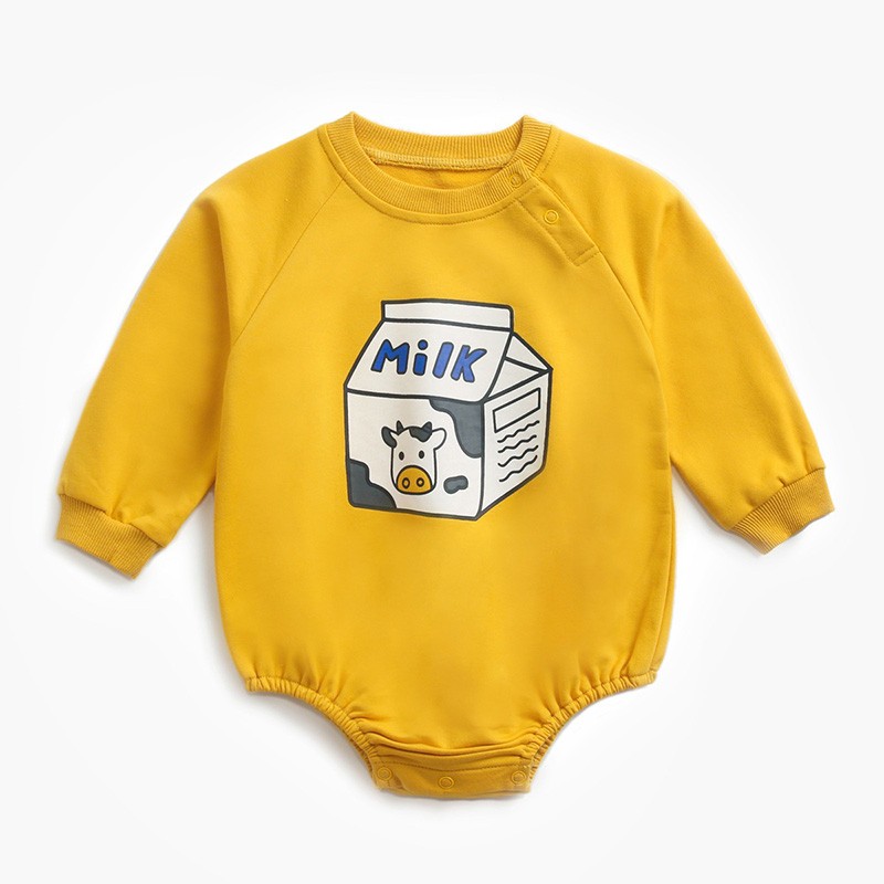 MILANCEL Spring 2022 Children's Underwear Baby Girls Long Sleeve Cartoon One-piece Clothing Set