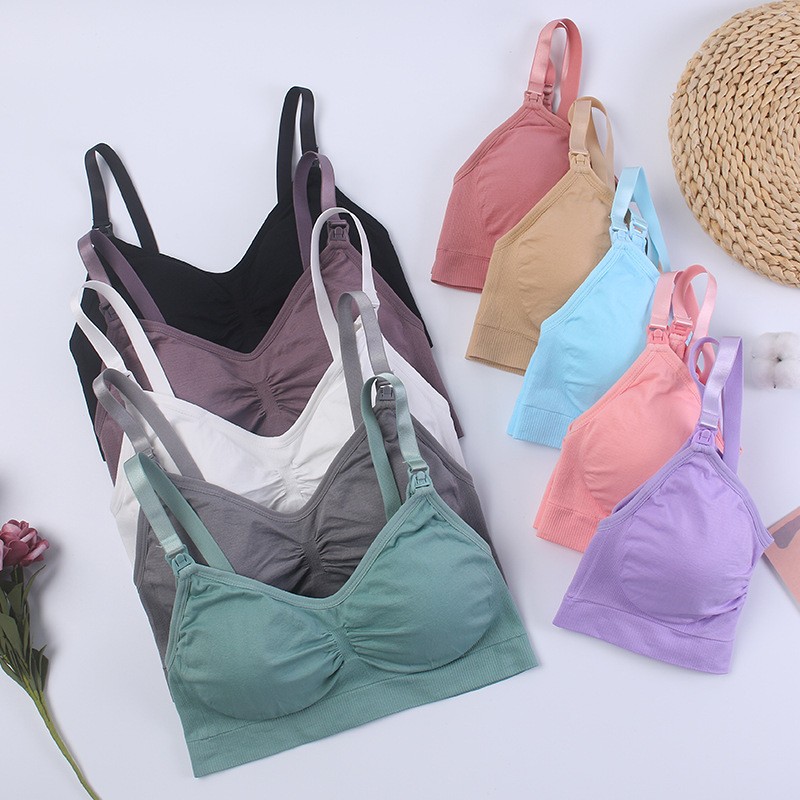 Breastfeeding Bra Clothes For Pregnant Women Up Open Button Wire Free Double Layer Seamless Maternity Underwear Large Size