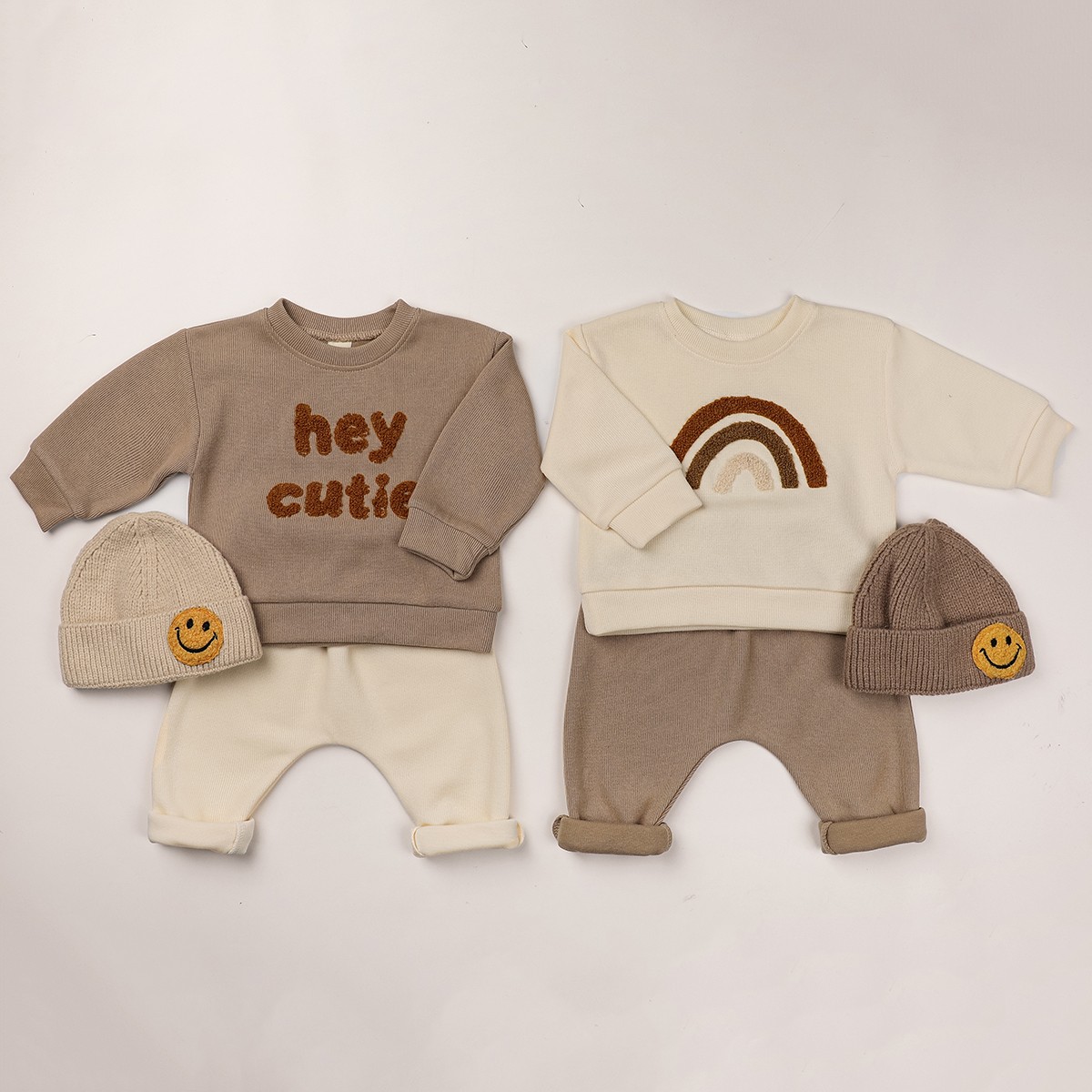 europe baby cotton knitting clothing sets kids boys girls spring clothes loose tracksuits pullovers tops+pants 2pcs outfits