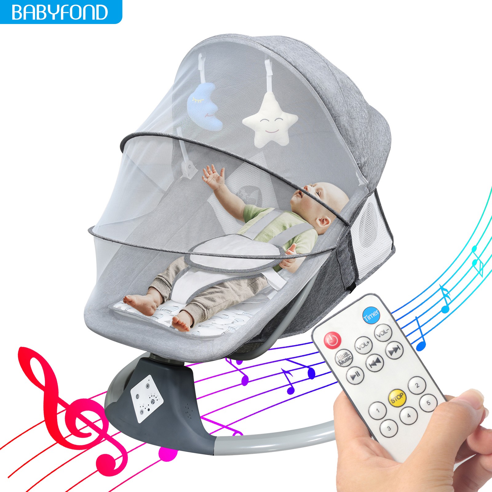 High quality luxury baby rocking chair new style smart bluetooth electric cradle bed with music intelligent swing newborn shaker