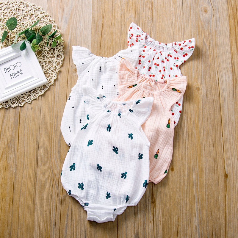 Summer Newborn Infant Baby Girls Romper Gauze Cotton Linen Baby Romper Playsuit Jumpsuit Fashion Baby Clothes