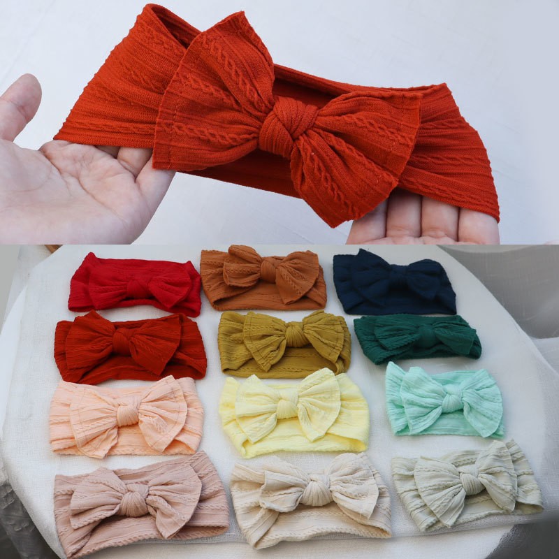 Baby Hair Band Girls Bow Elastic Headbands Turban Baby Hair Accessories Kids Headpiece 18 Colors