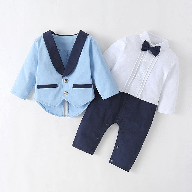 New boys clothes spring and autumn baby rompers coat 2pcs suit baby boy clothes kids outfits
