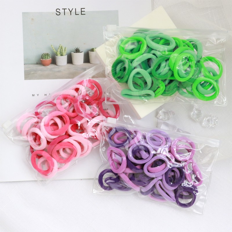 Girls 50pcs Colorful Nylon Small Elastic Hair Bands Hair Accessories Ponytail Holder Children Scrunchie Headband Kids Hair