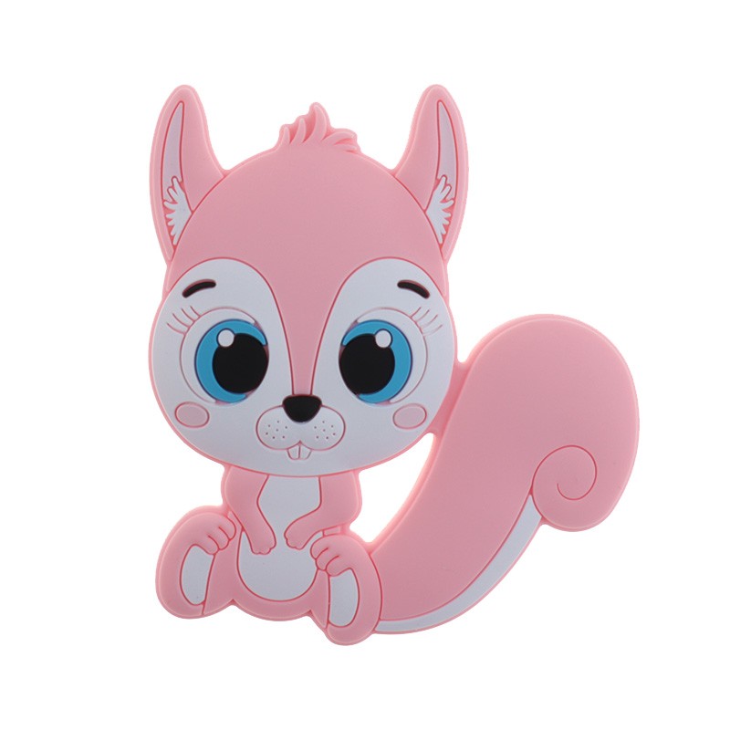 10pcs Silicone Squirrel Baby Teether Cartoon Rodent Necklace Bpa Free Nursing Small Animal Newborn Chew Teething Necklace Toys