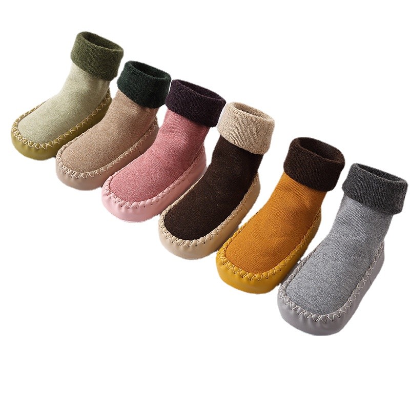 Baby Boy Girl Socks Anti Slip Rubber Soles First Walkers Warm Floor Socks Toddler Floor Socks Shoes Slippers Sewing Thread Socks