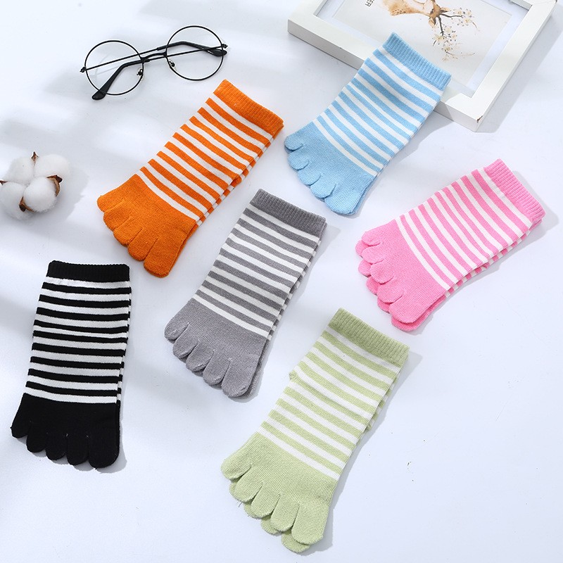 Autumn Winter Kids Striped Cotton Five Toe Floor Ankle Socks Boys Girls Casual Children Breathable Soft Short Tube Socks