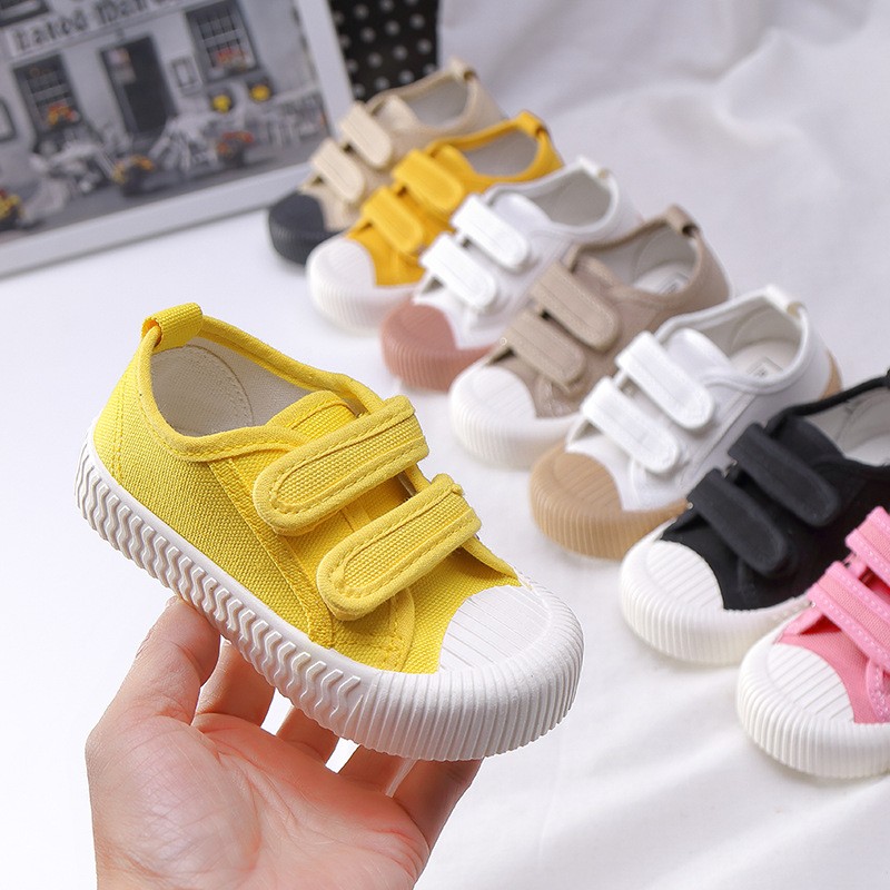 Boys Girls Candy Color Casual Shoes Toddler Kids Breathable Hook and Loop Shoes Luxury Soft Children Canvas Shoes Toddler Toddler