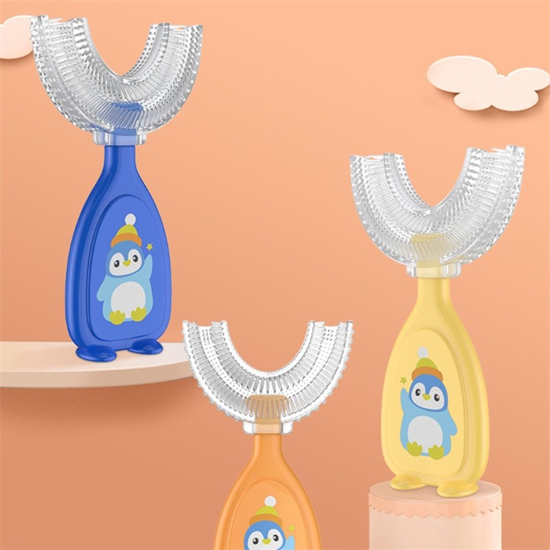 Q81A Children U Shape Toothbrush Soft Silicone Training Teeth Cleaning Toothbrushes