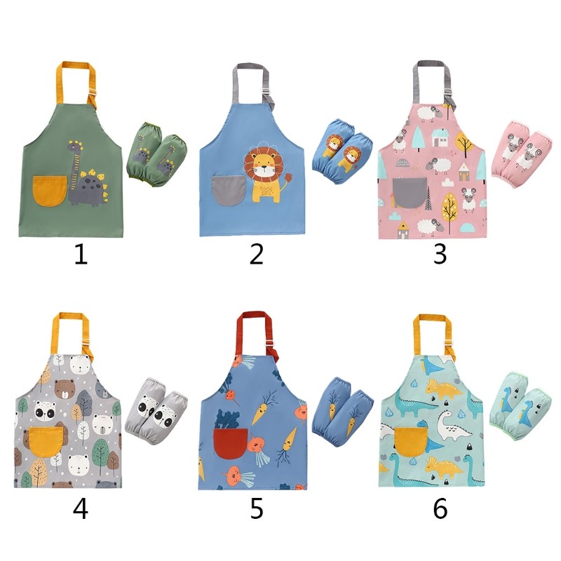 1 set 3-12 years baby girl boy waterproof adjustable painting apron with sleeves set baby kids toddler infant burp cloth