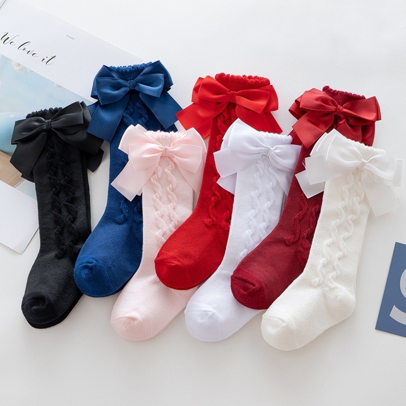 3M-5Y Newborn Infant Baby Boy Girls Socks Knitted Bow Princess Girls Christmas Socks Red Floor Socks Children Autumn Clothes