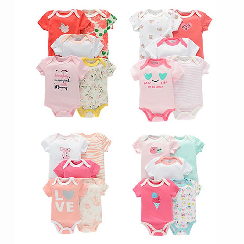 5pcs baby girl/boy bodysuit clothes for newborns high quality summer romper jumpsuits short sleeve infant girls clothes