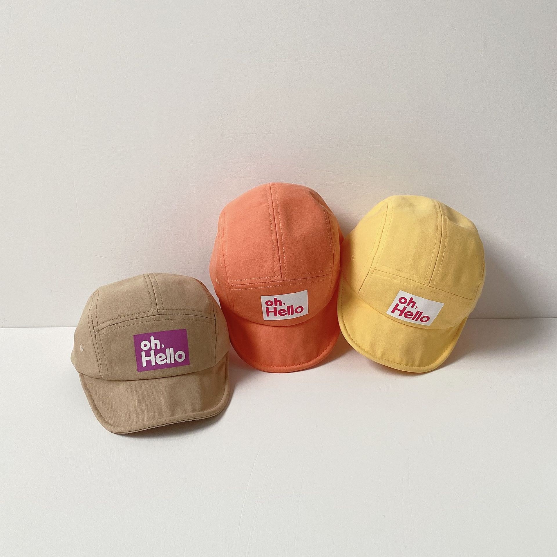 New Summer Candy Color Baby Baseball Hats Oh.Hello Print Kids Boys Girls Outdoor Sun Hats Cotton Autumn Peaked