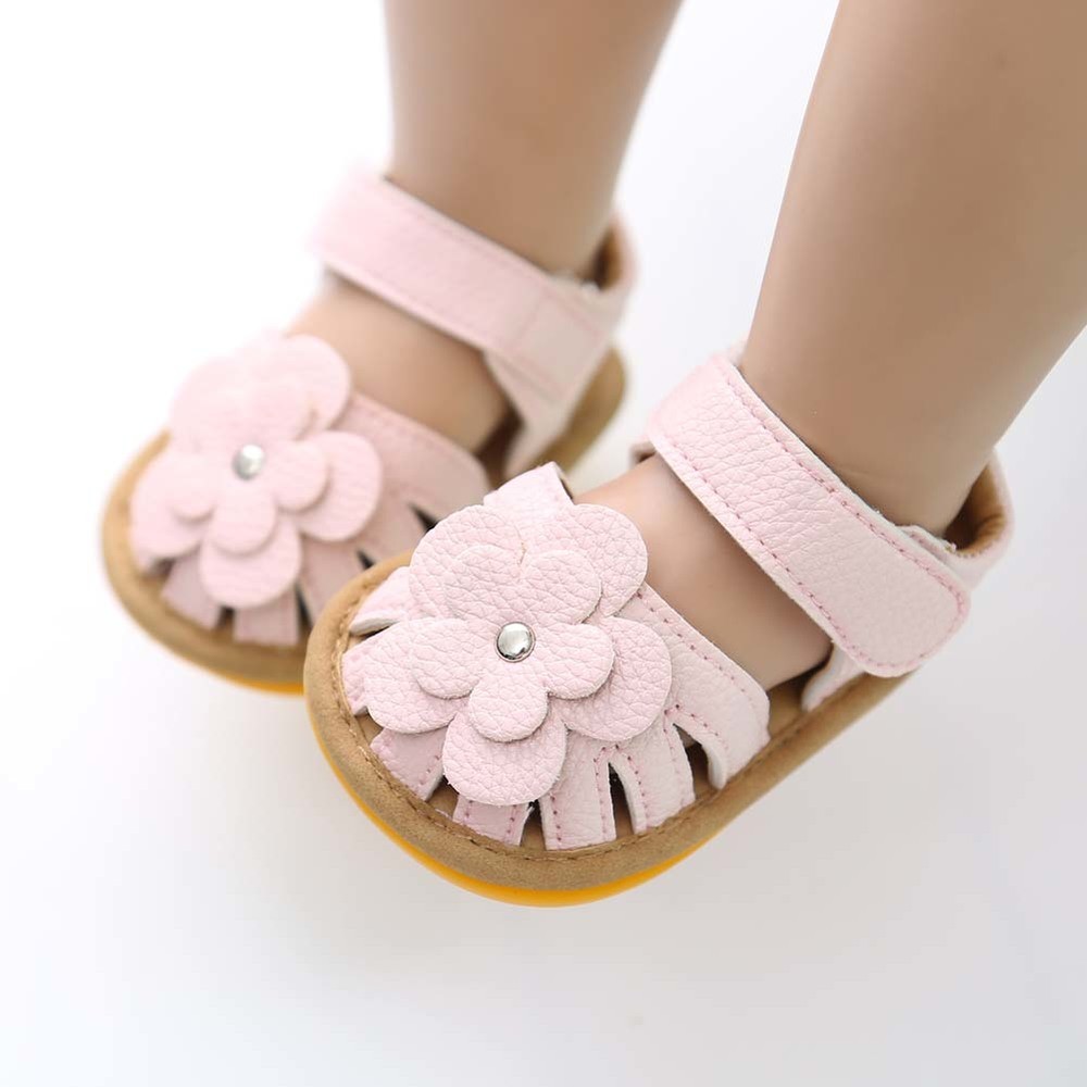 New Infant Baby Shoes Baby Boy Girl Shoes Toddler Flats Summer Sandals Flower Soft Rubber Sole Anti-slip Crib Shoes First Walker