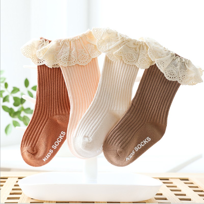 Baby Socks New Kids Toddlers Girls Knee High Long Soft Cotton Lace Baby Children Socks Baby Girl Socks 0 to 3 Years Autumn Clothes