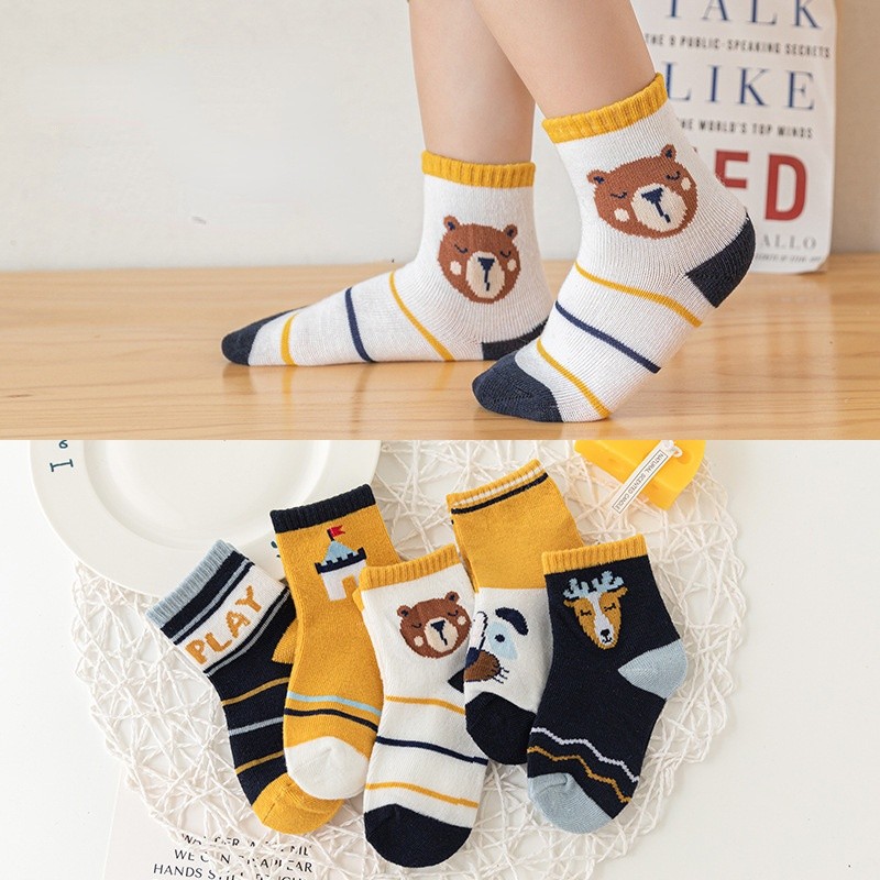 5pairs/lot 3 to 12 Years Kids Soft Cotton Socks Boy Girl Baby Cute Cartoon Warm Fashion School Socks Autumn Winter Cartoon