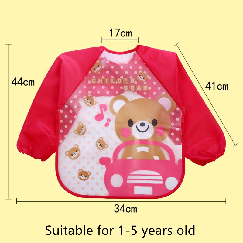 Baby Bandana Bibs Cute Cartoon Colorful Bibs Waterproof Infant Eating Children Sketch Long Sleeve Apron Baby Self Feeding Bib