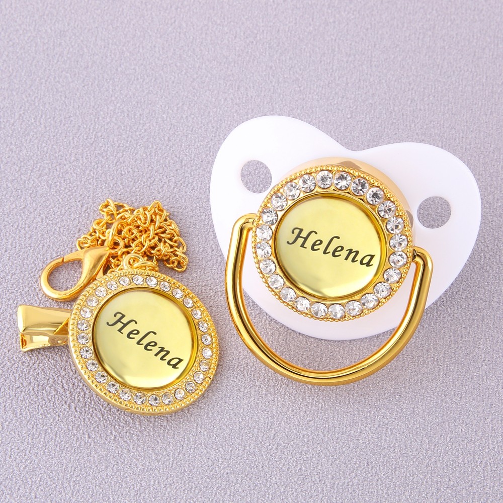 Premium BPA Free Baby Pacifier Personalized All Names Gold Buckle Baby Shower Gift 0-18 Months