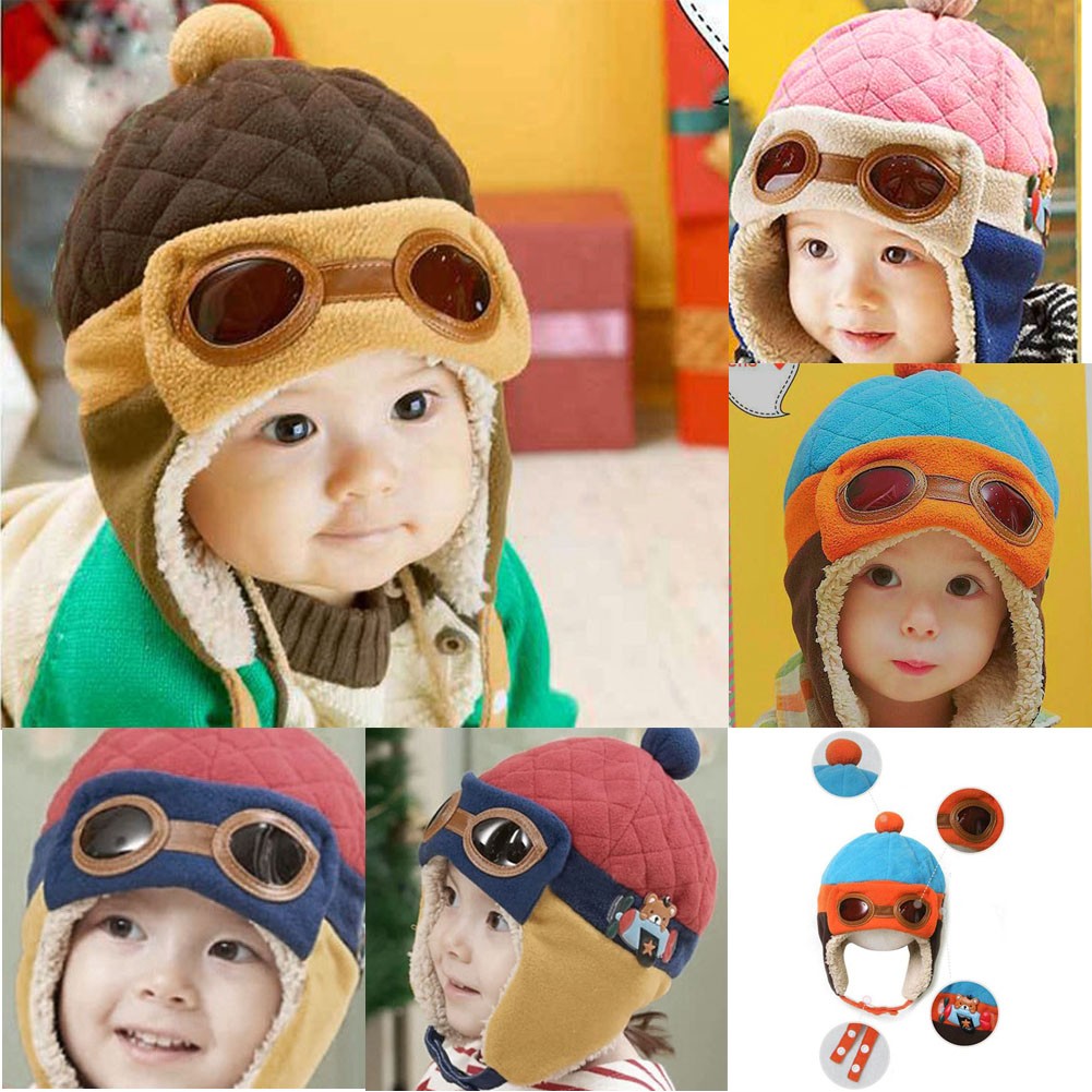 Baby Warm Toy Hats Winter Hats Toddler Boys Girls Pilot Hats Hooded Cap Winter Warm Hat Party Hats