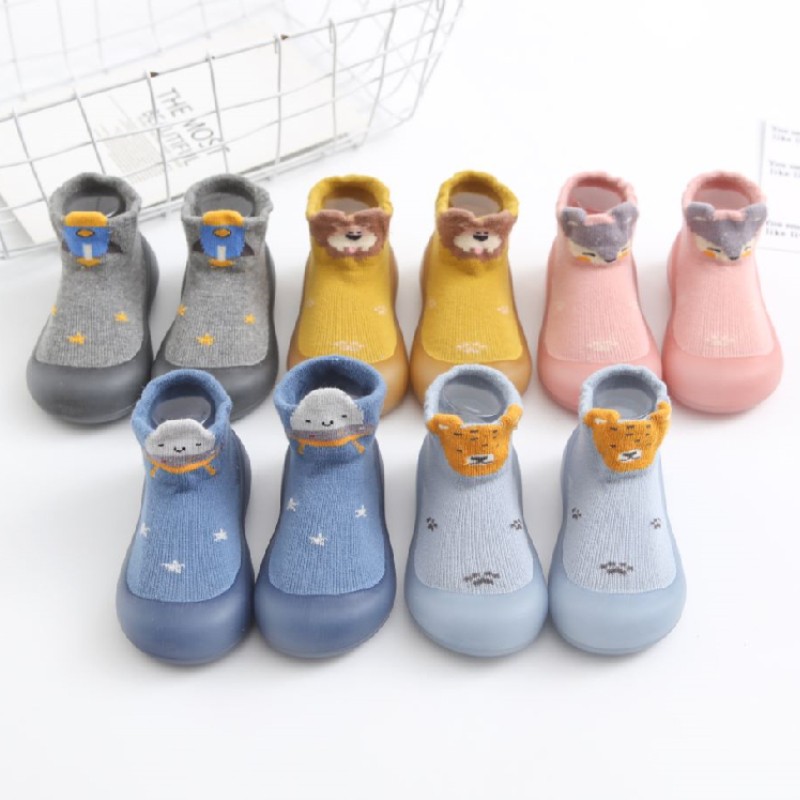 Unisex Children's Anti-Slip Shoes Cartoon Animal Fox Baby Girls First Walkers Boys Shoes Soft Rubber Outside Sole Toddler Pink