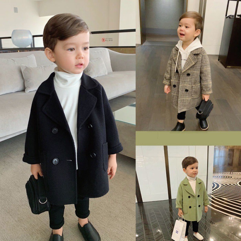 1-7 Years Children Woolen Coat Baby Turndown Collar Fashion Warm Jacket Girls Long Coat Spring Kids Girls Casual Outwear