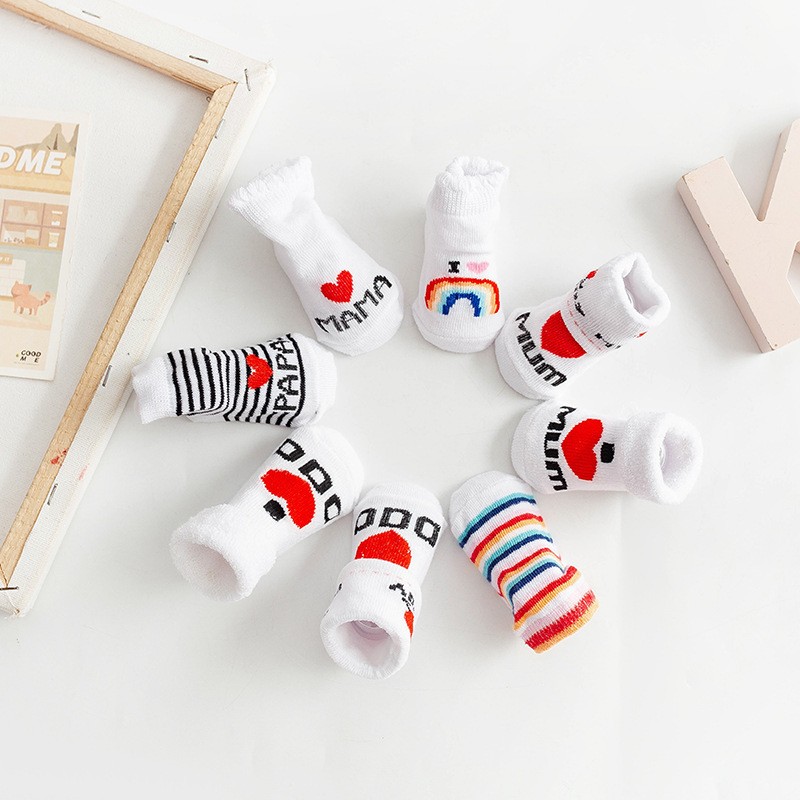 Spring Summer Baby Girls Boys Cotton Soft Socks for Newborn Baby Letter Printed Warm Infant 0-6 Months Clothes Accessories