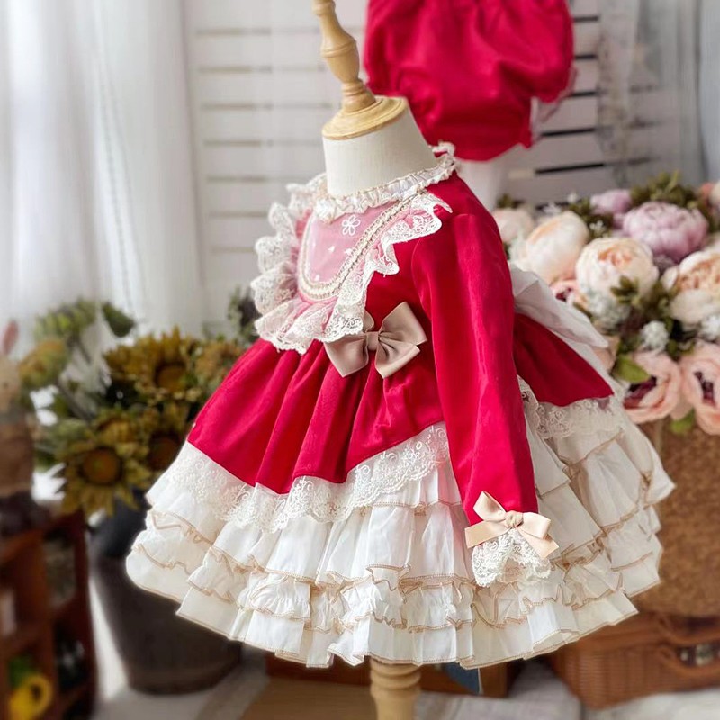 Children Spanish Sweet Flower Girl Dress Baby Girl Clothes Flower Girl Dresses Festivals Newyears Clothes Christmas Dress