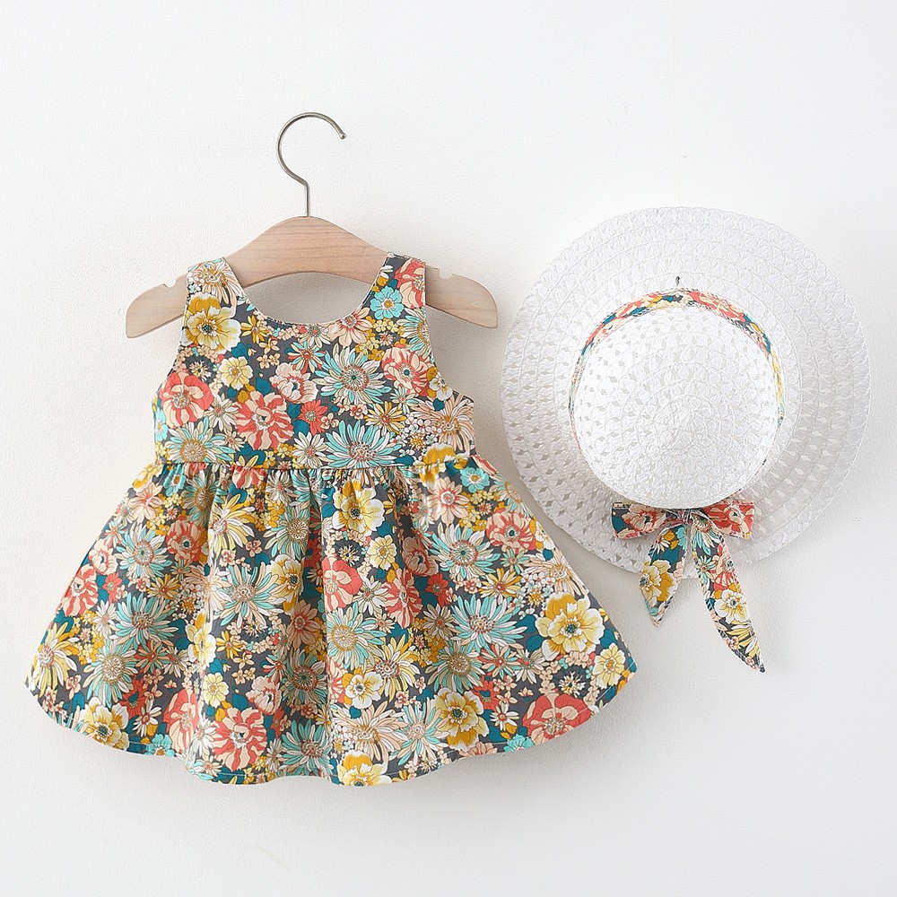 Melario Girls Summer Clothing Set Cotton Newborn Baby Beach Dresses Sleeveless Bowknot Newborn Baby Frocks Dress