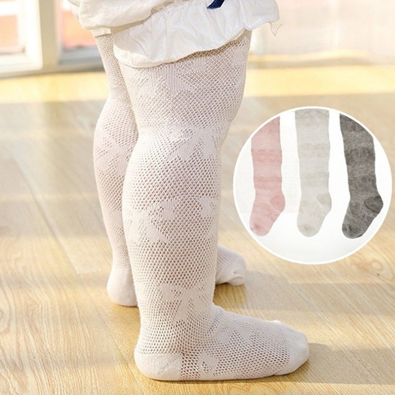 Spring Summer Infant Mesh Baby Pantyhose Baby Girls Princess Pantyhose Baby Socks Stripe Baby Socks White Soft Cotton Socks