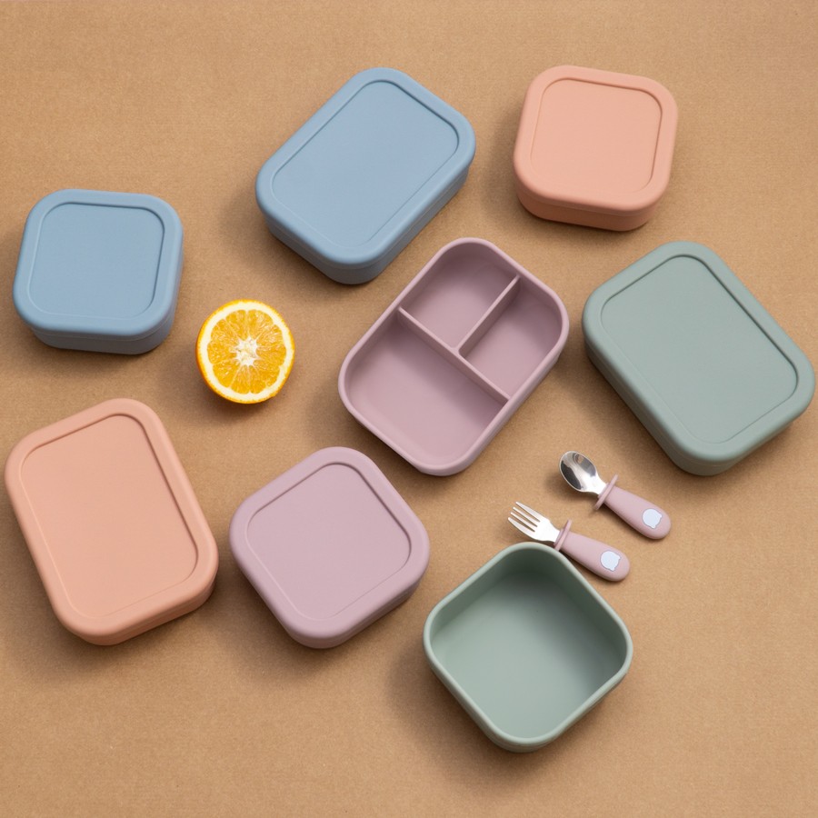 Baby Silicone Bowl Lunch Box Lunch Box With Lid Leakproof Soft Silicone Fresh Keeping Food Grade Silicone Material