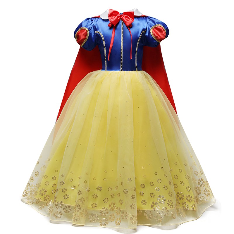 Girls Summer Princess Dress Fancy Snow White Puff Sleeve Dress Kids Birthday Party Fancy Dress Vestidos