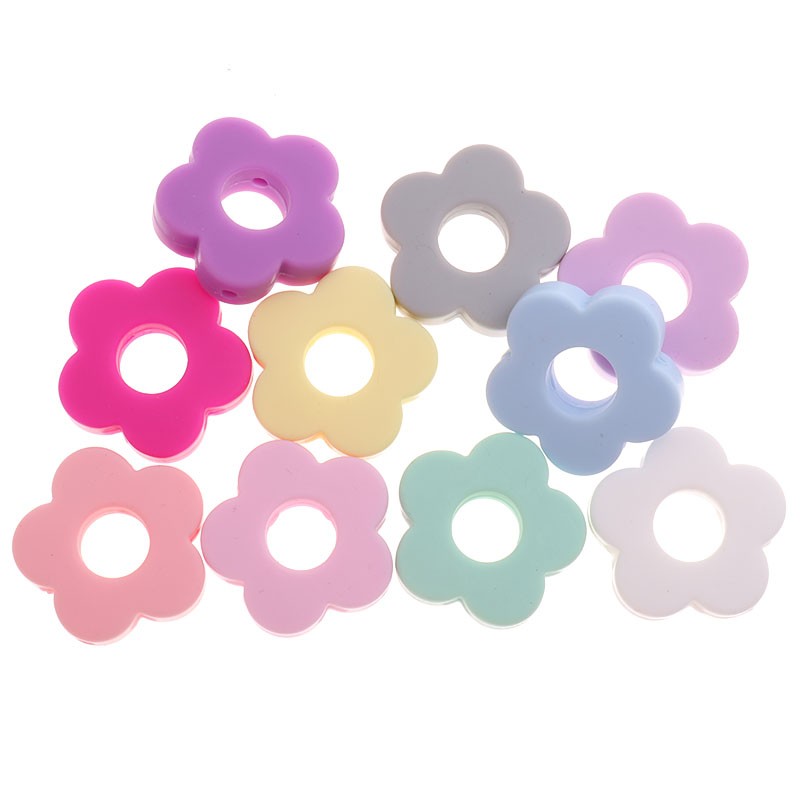 20pcs Baby Flower Beads Silicone Beads Flower Silicone Beads Teething Magic Teether Baby Chew Necklace Chew BPA Free Gift