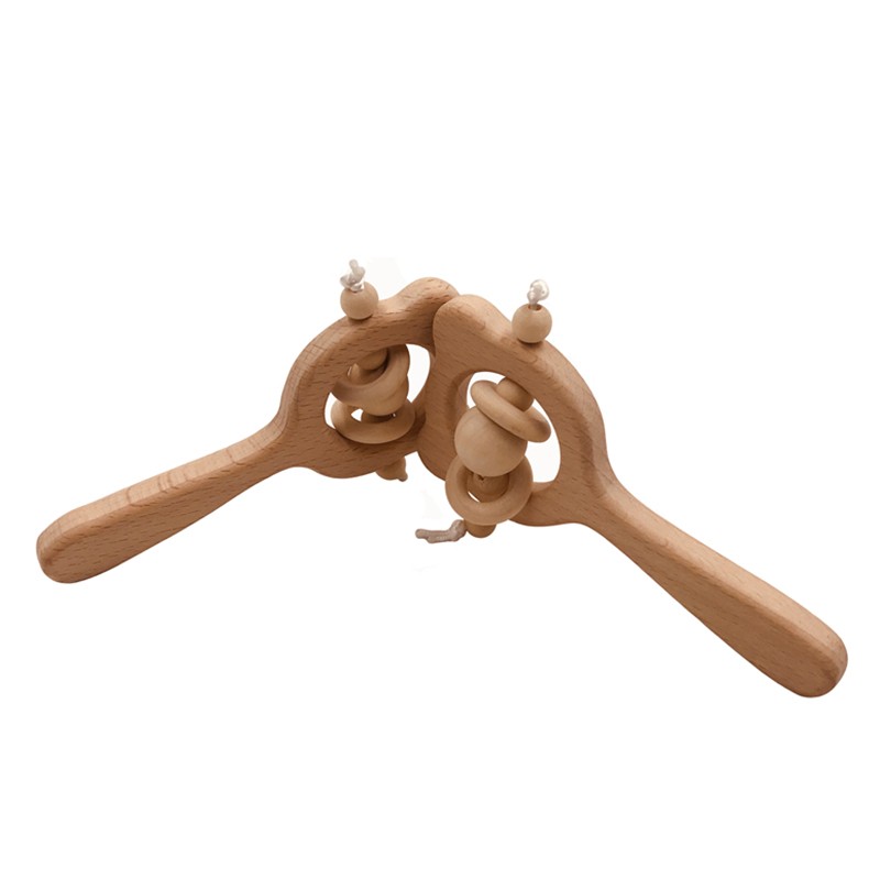 Organic Baby Teether Product Beech Wooden Rattle Teether DIY Wood Personality Hanging Eco-friendly Safe Baby Teething Chew Toys