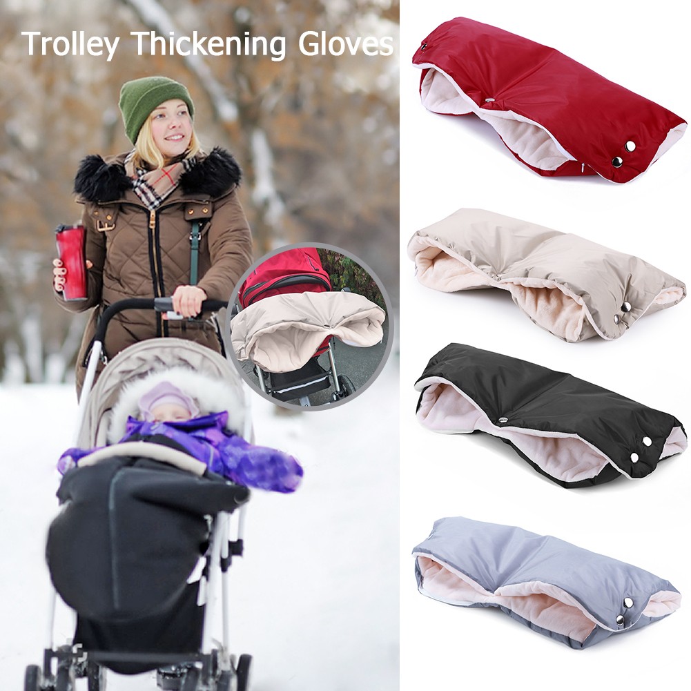 Stroller Accessories Winter Warme Stroller Gloves Newborn Baby Push Chair Windproof Gloves Waterproof Fleece Stroller Accessories