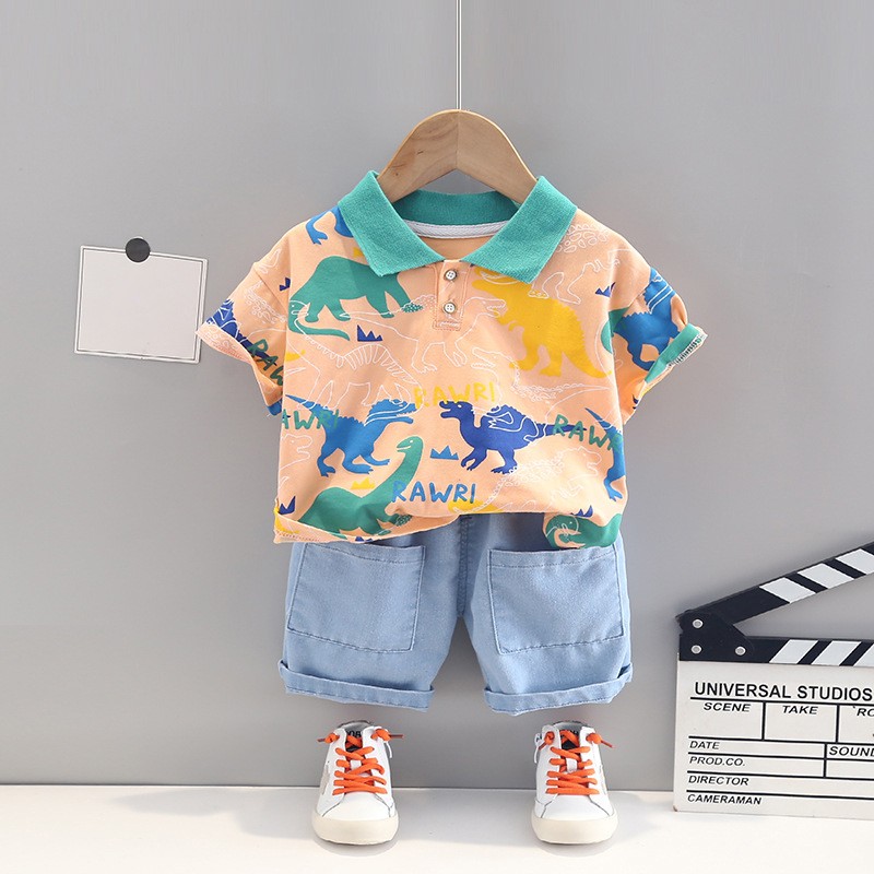 Boys Clothing Sets 2022 Summer Baby Tracksuit Kids Cartoon Dinosaur T Shirt Shorts Infant Clothes Outfits Child 2 Piece Suit