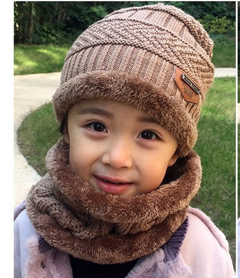 Boys Winter Hats and Scarves Set Boys Girls Add Thick Hats and Necklaces in Autumn Cute Baby Hats for Kids Ages 5-12 Years