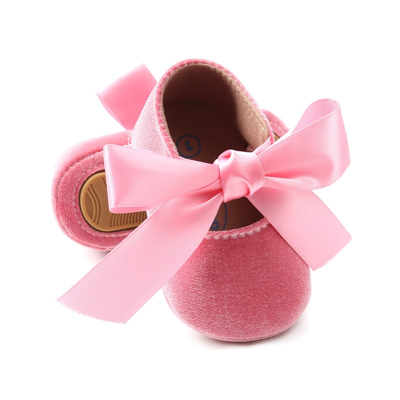 Newborn Baby Girl Shoes First Time Walker Shoes Princess Butterfly Lace-Up Shoes Rubber Anti-slip Baby Shoes